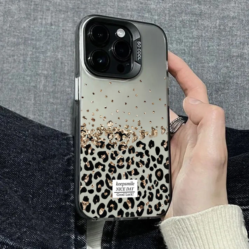 

Golden Dot and Leopard Print Design Phone Case For iPhone 17 16 15 Pro Max 14 13 12 11 XS X XR 7 8 Plus 16E 17 Air SE 2020 Cover