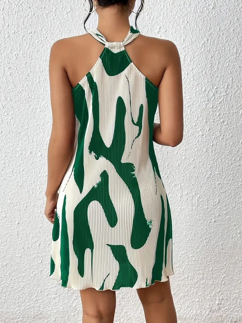 new spring and summer printed sexy off-shoulder lace-up loose women\'s dress ladies