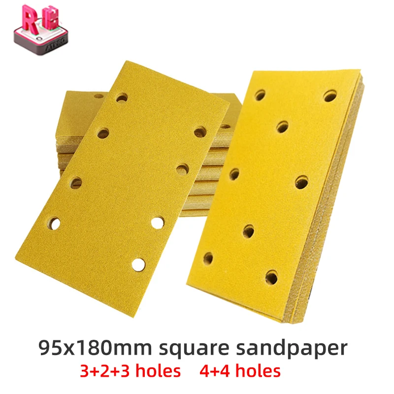 

95x180mm Square Sandpaper With 3+2+3 Holes /4+4 Holes Plush Grinding Discs For Automotive And home Grinding And Polishing