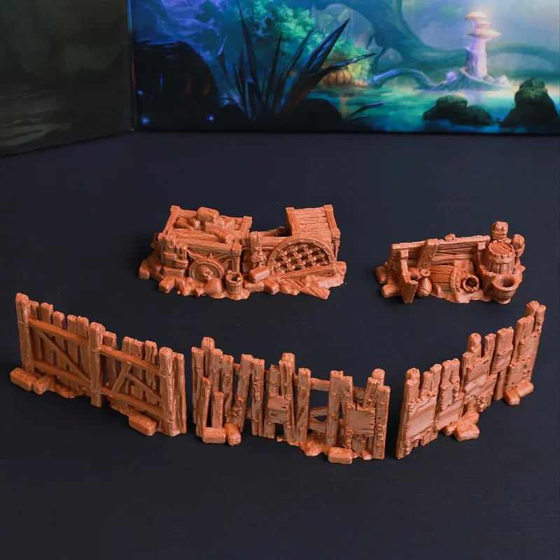 Barricades et clôtures, décor de jeu de rôle sur table et terrain de jeu de guerre imprimés en 3D, miniatures 28 mm