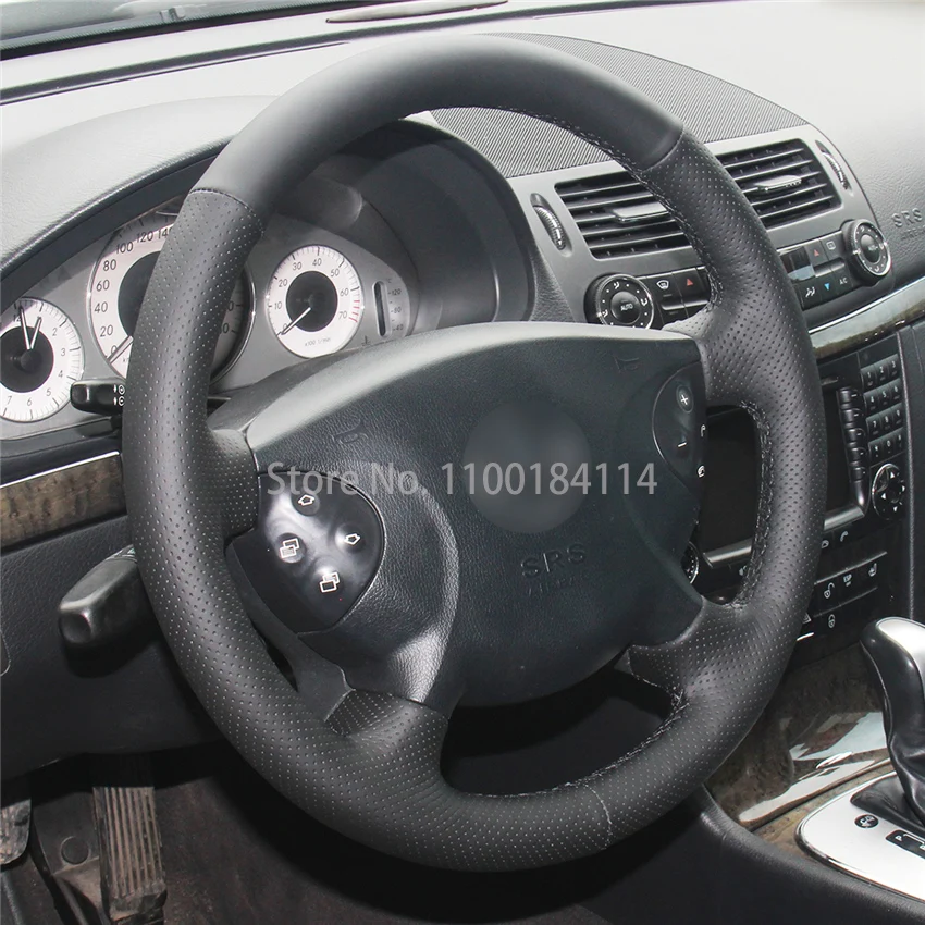 

Hand-Sewn PU Carbon Fiber Leather Car Steering Wheel Cover for Mercedes-Benz W210 E240 E63 E320 E280 2002-05 Interior Accessory
