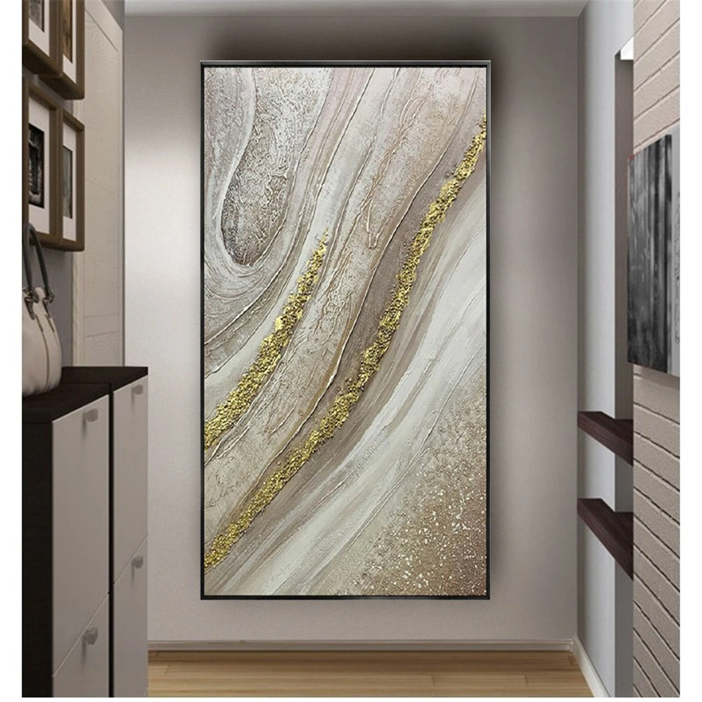 

Large Size 100% Handpainted Abstract Landscape Canvas Painting Yellow Beige Color Oil Paintings Decor Home Decoration As A Gift