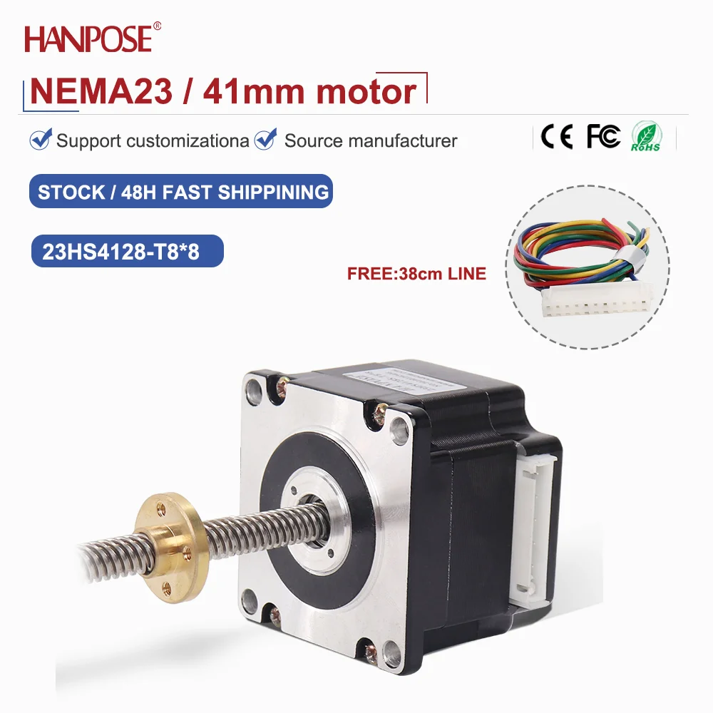 

NEMA17 output screw stepper motor 17HS6401S-T8*8 2.8A 100-400mm trapezoidal screw trapezoidal thread
