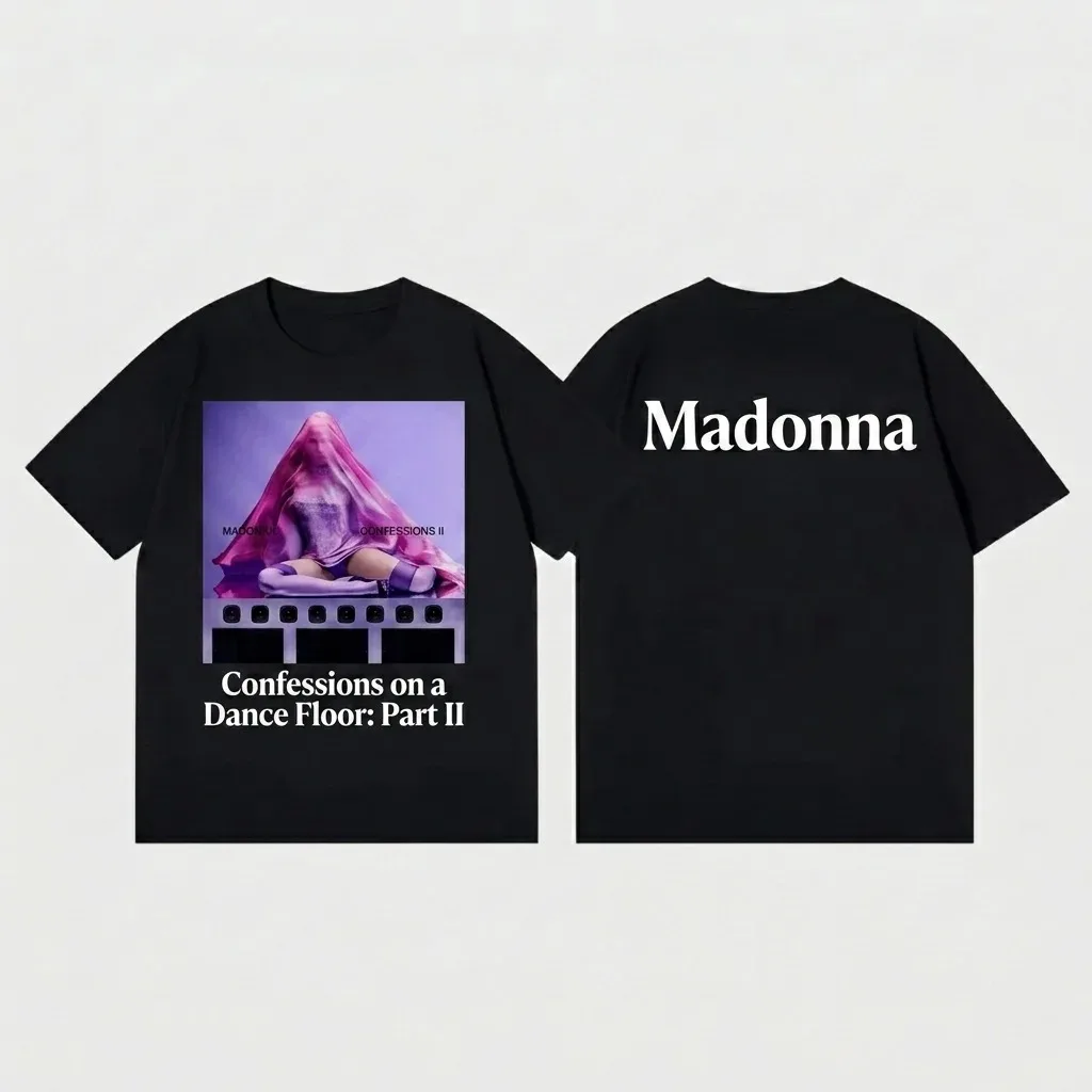 Camiseta Madonna 2026 Confessions on a Dance Floor II, Unisex, Estilo Y2K, Corte Holgado, Algodón Puro, Manga Corta, Camiseta de la Gira