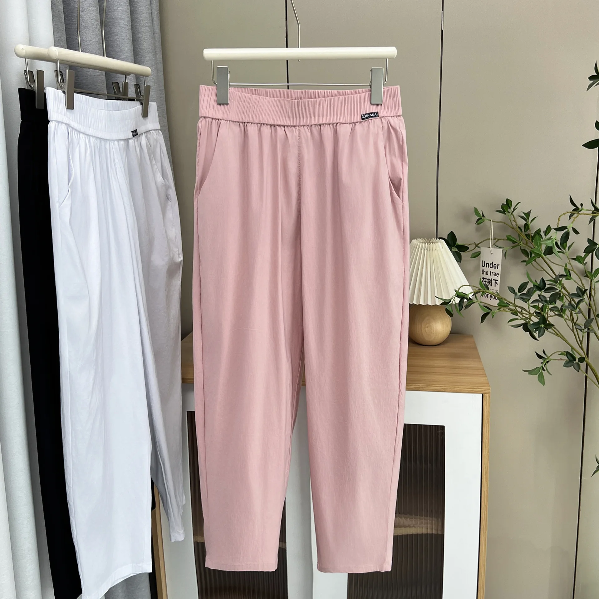 Pantalon sarouel grande taille pour femmes, décontracté, fin, séchage rapide, Cool, longueur cheville, bas, nouvelle collection été 2025