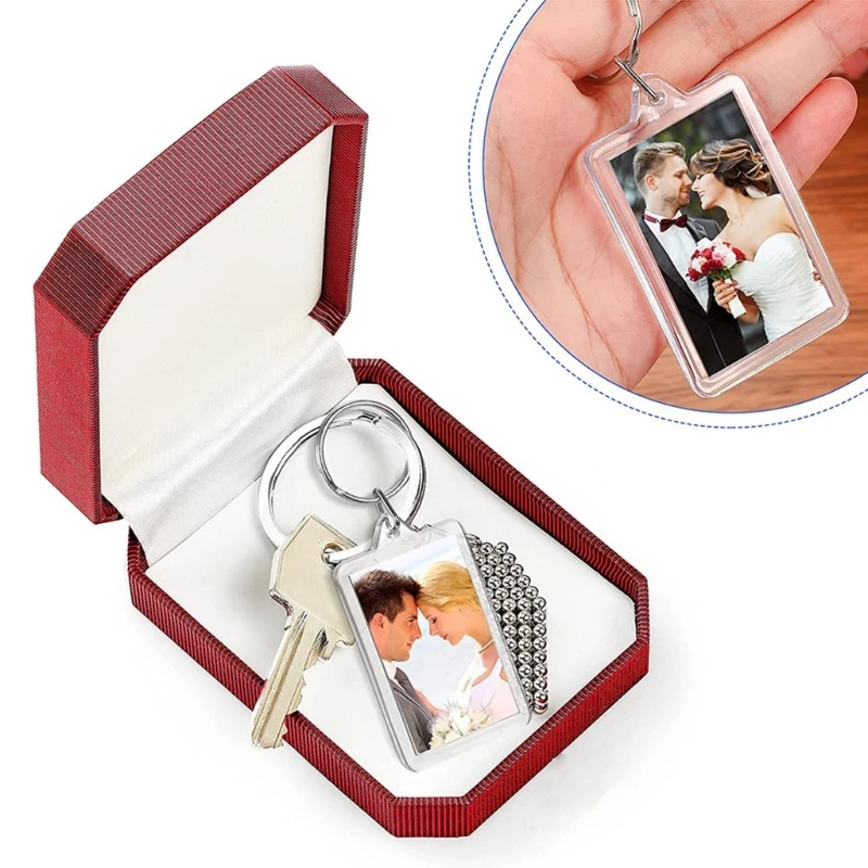 Clear Plastic Picture Frame Keychain Rectangle Shapes Blank Photo Keychains for Christmas Holiday Photo Display Supplies