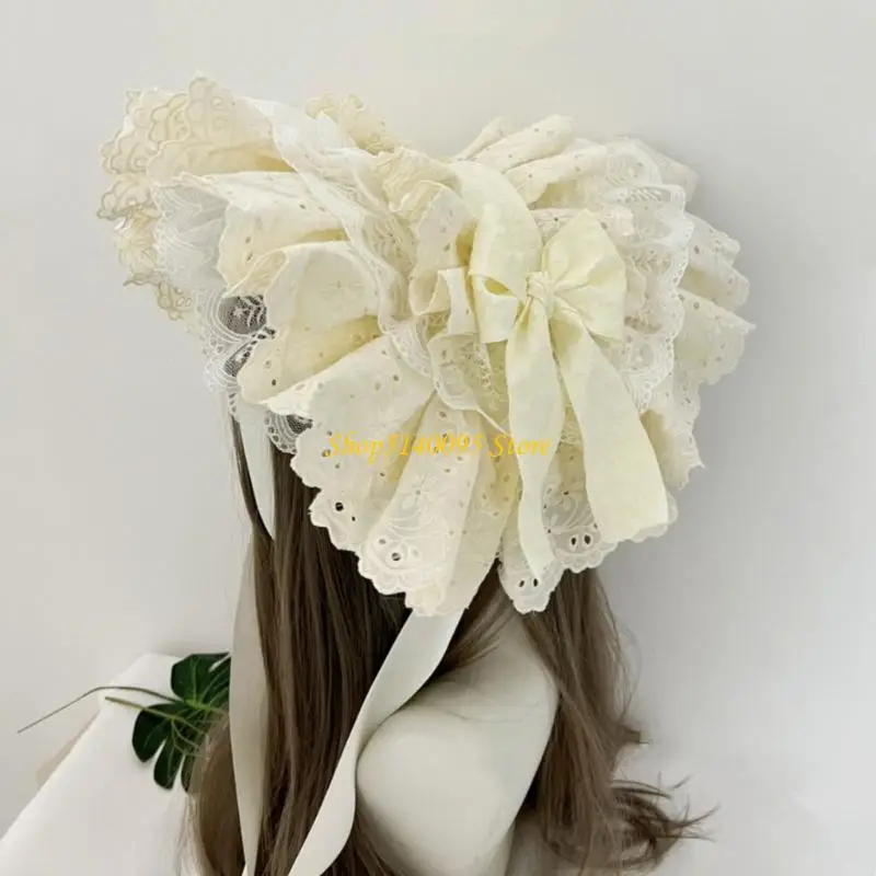 DXAE Contemporary Anime Dancing Party Hat Fashion Hairpiece Base Ornate Lace Detail Adjustable Band Sun Protective Gear
