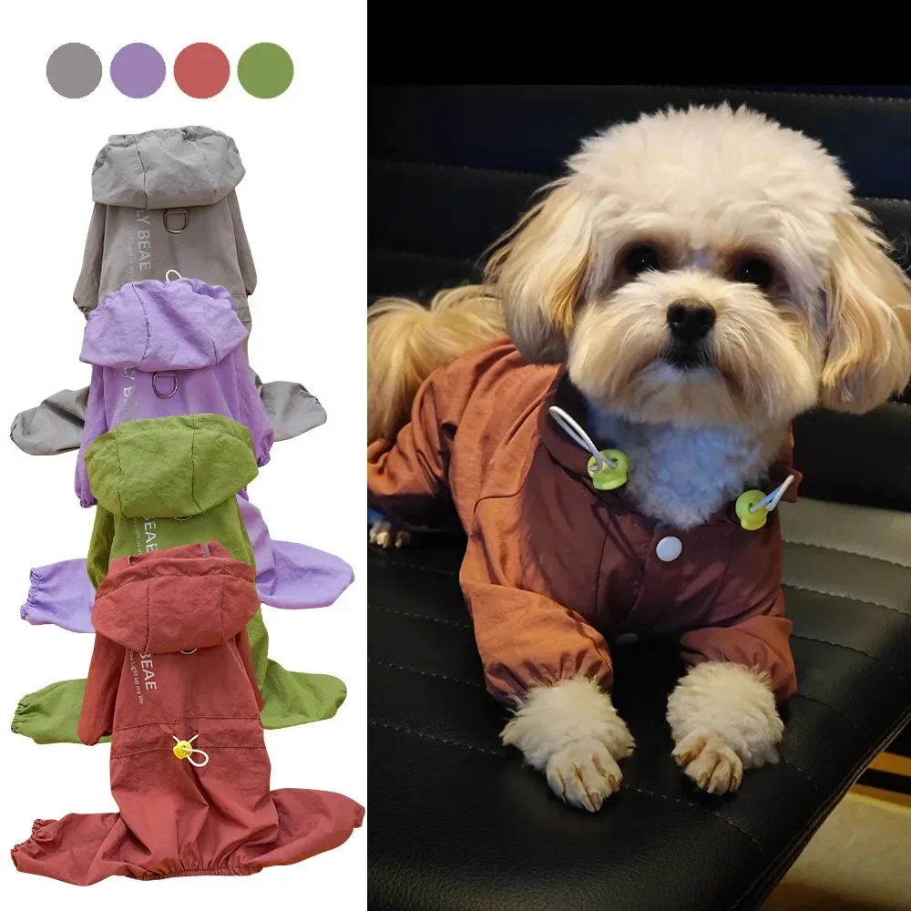 

2025Dog Windproof Raincoat Outdoor Waterproof Jacket With 4 Legs Cover For Small Medium Large Dogs Hiking Camping Puppy Clothes
