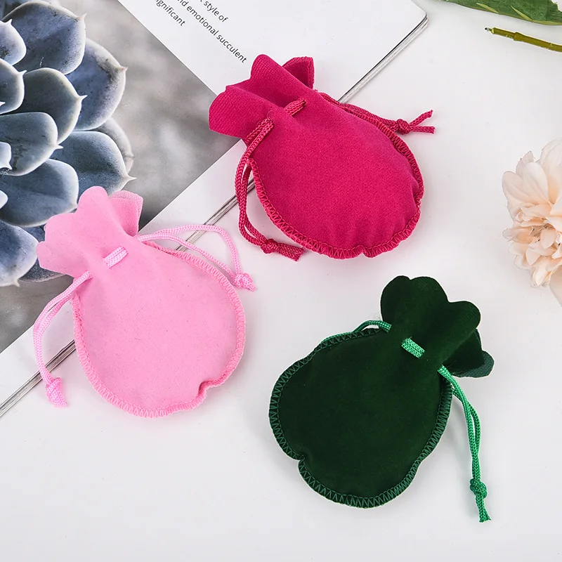 

10Pcs/lot Velvet Drawstring Gift Bags Colorful Gourd-Shaped Jewelry Packaging Bag for Wedding Party Present Drawable Packing Bag