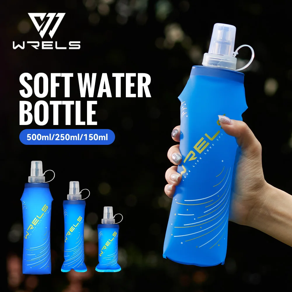 

WRELS Soft Water Bottle TPU Collapsible Soft Flask Running Bottles BPA-Free Sports Flasks for Hydration Vests Portable Water Bag