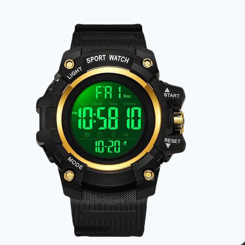 YIKAZE 9030 Sport Watch Stopwatch Count Down Mens Digital Watches Waterproof Anti-fall Luminous Electronic Watch for Man Gifts