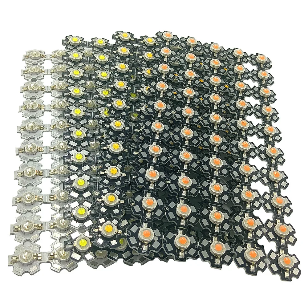 50 Pieces 1W 3W High LED Power UV Warm White/Cool White/Natural White/Red/Green/Blue/Royal Blue IR LED with 20mm Star PCB