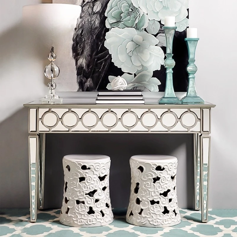 

Dream Garden, Mirror Entrance Table Glass Furniture Entrance Table Entrance Cabinet Mirror Furniture European Neoclassical F1154