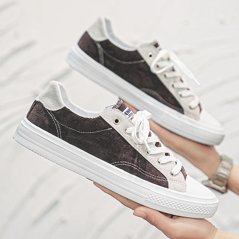 

Sneakers for Man Summer New Corduroy Board Shoes Platform Comfortable Lace Up Outdoor Non Slip Casual Walking Shoes 39-44