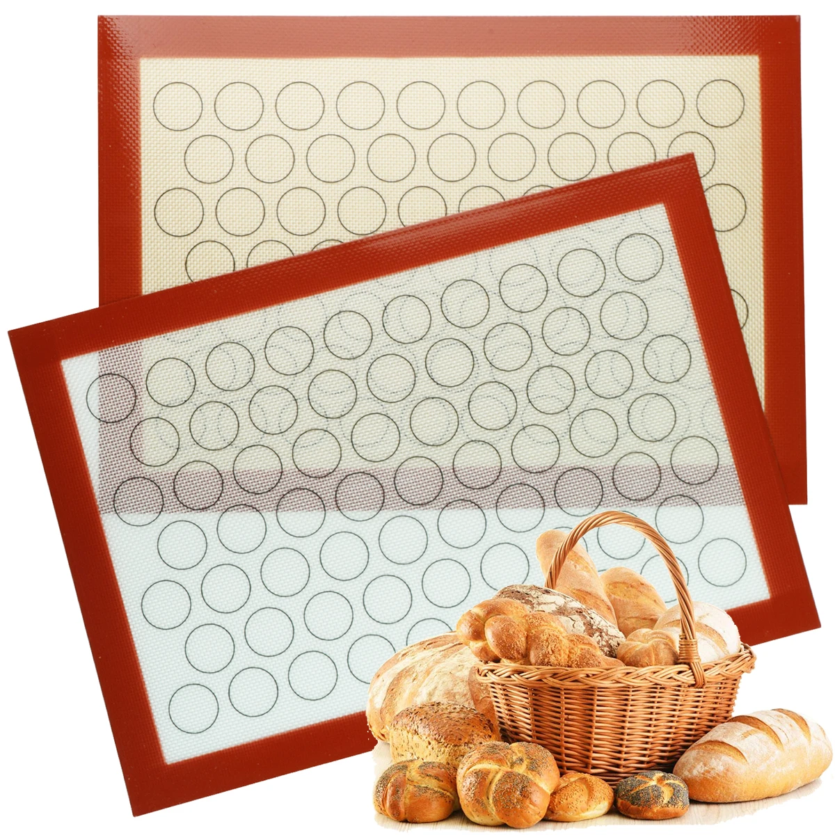 1PC Silicone Baking Mat for Oven, with 67 Circles, Non Stick & Heat Resistant Bakeware Sheets, for Cookie, Macaron, 42x29.5cm