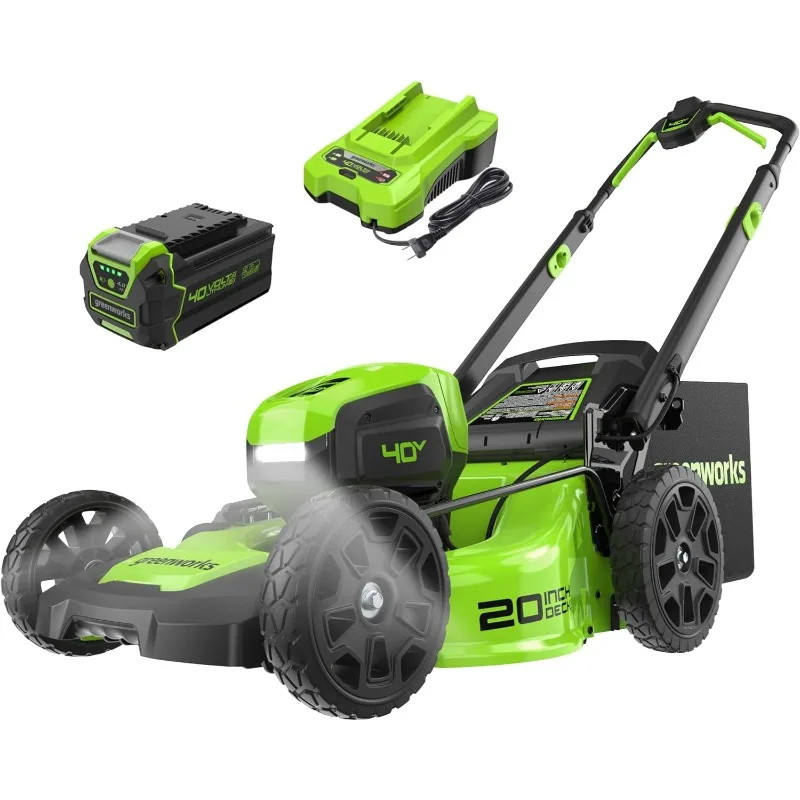 40V 20" Brushless Push Mower, 4.0Ah Battery (Aluminum Handles + Light)