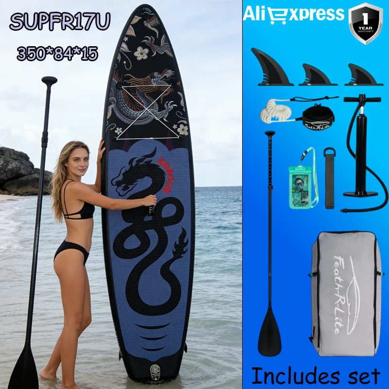 Funwater SUPFR17U ultralichte opblaasbare paddleboard 350*84*15 Volwassenen Water Yoga, Vissen, Reizen Surfen antislip paddleboard