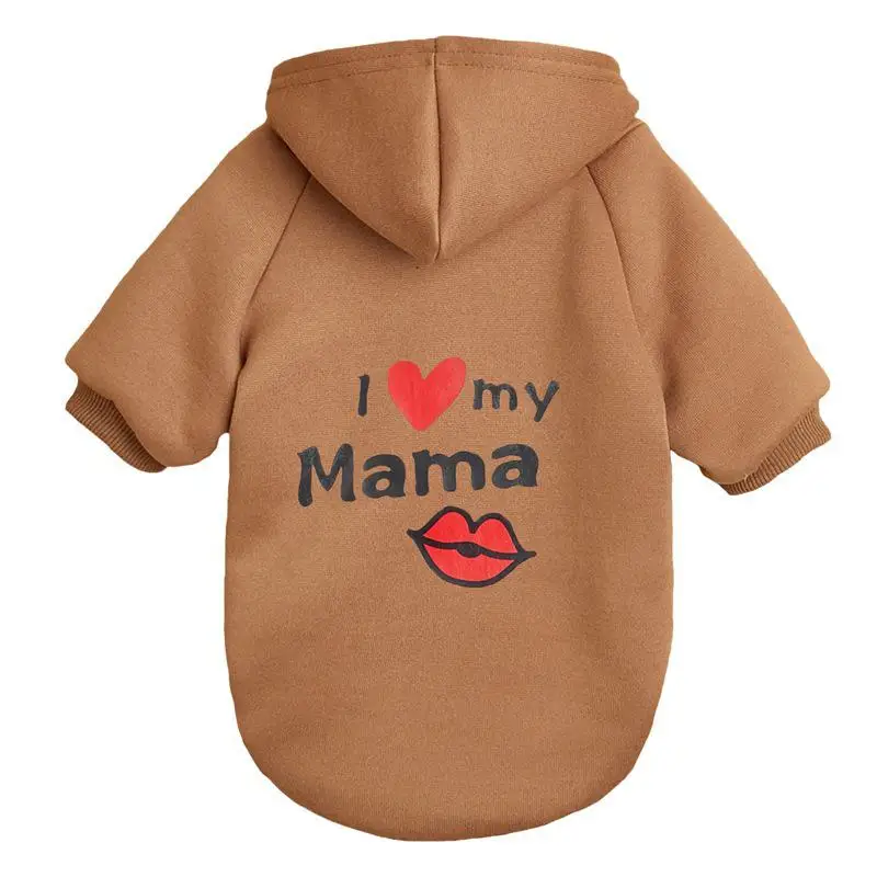 W39 Spring and autumn small medium large plus velvet I love mom and dad print solid color dog sportswear hoodies Bichon sweater