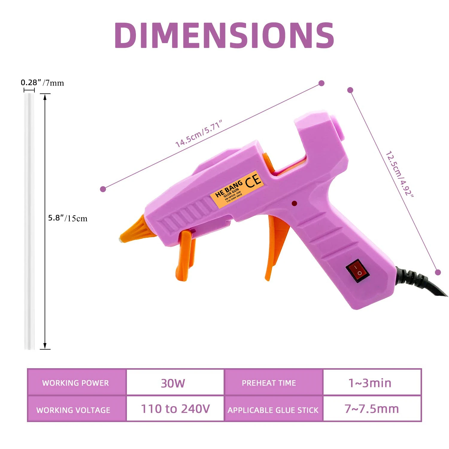 30W Hot Glue Gun Kit With 30pcs Sticks Carrying Case For Crafts, School DIY Arts, And Home Repair Pink