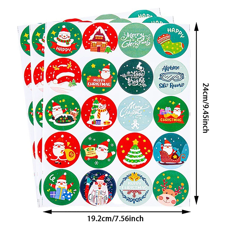 60Pcs Merry Christmas Stickers Round Christmas Goods Sealing Sticker Paper In Notebook Stationery