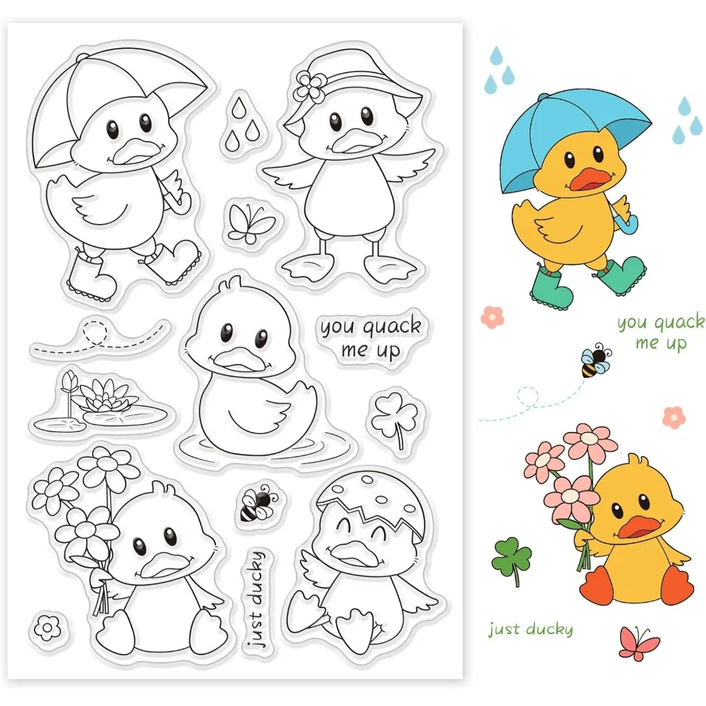 1pc Animals Silicone Clear Stamps Ducks Transparent Stamps for Birthday Easter Valentine's Day Cards Making DIY Scrapbooking