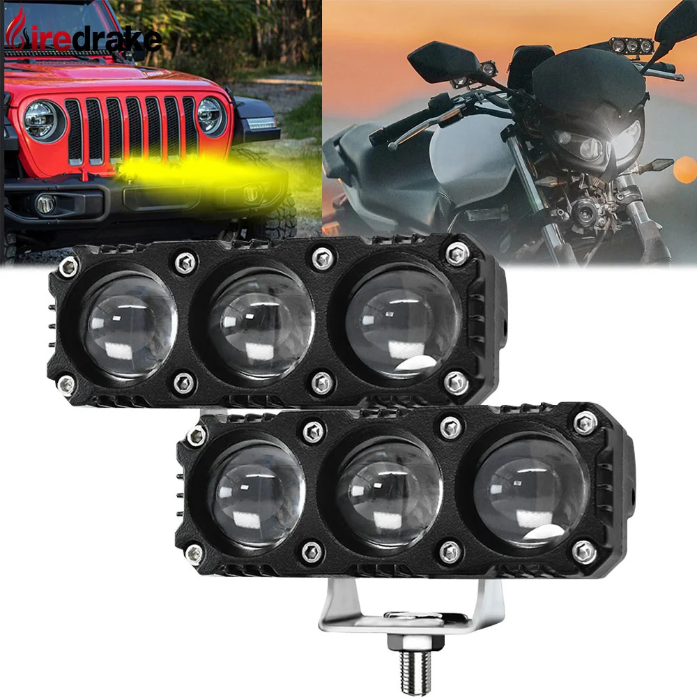 

Motorcycle Headlight LED Spotlight 180W 18000LM Three-lens Spotlight 6000/3000K Truck SUV Universal Fog Light Spotlight 9-80V