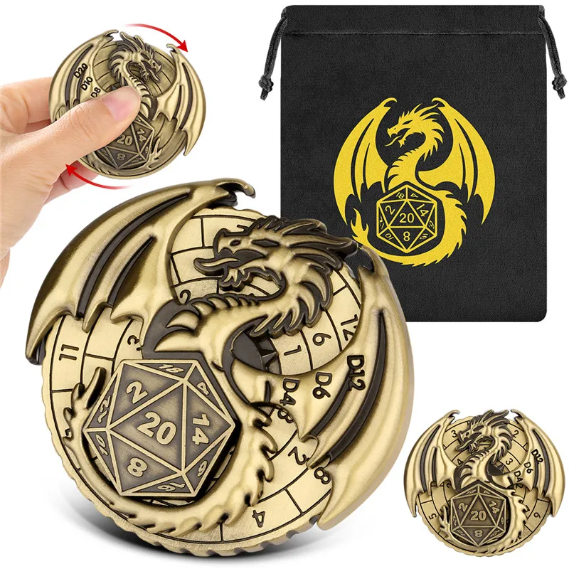 7-in-1 النرد المعدني الروليت أجنحة التنين شكل الإصبع الدوران سبينر النرد الدوار الدورية RPG لعب الأدوار ملحقات الألعاب