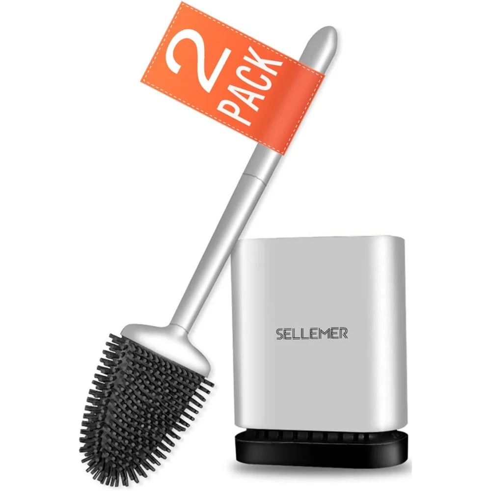 

Набор щеток для унитаза и держателей для ванной комнаты, гибкая насадка для щеток для унитаза с силиконовой щетиной, компактный размер для хранения и