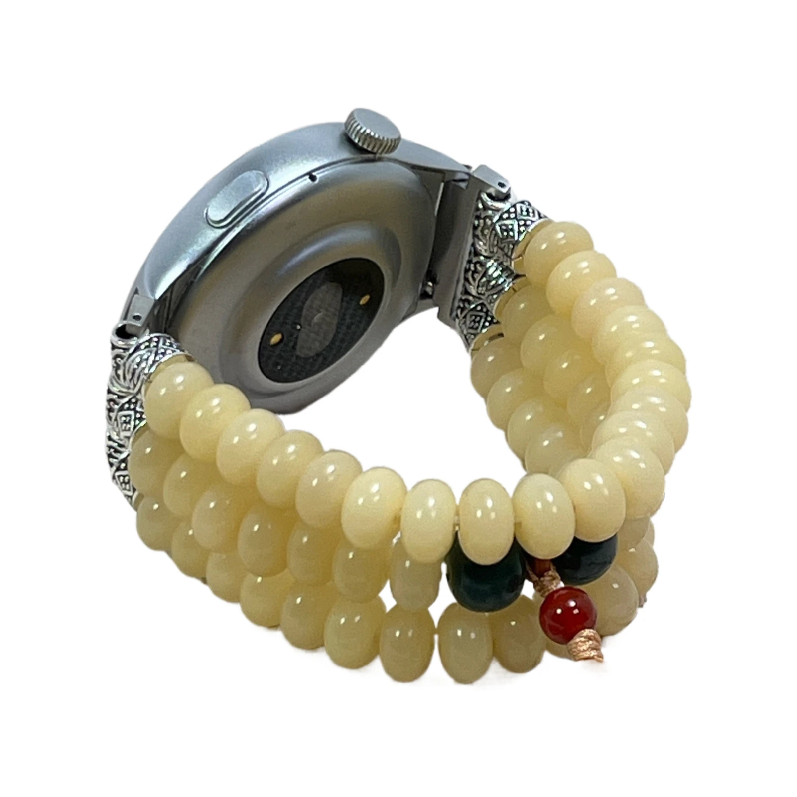 

Для HUAWEI GT4 5 молочно-белый нефритовый ремешок для часов с семенами Бодхи, буддийские четки, ремешок для часов, аксессуары, быстросъемный ремешок 18 мм