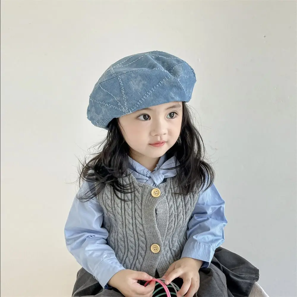 

Fashion Vintage Children's Beret Korean Retro Octagonal Hat Outdoor Denim Newsboy Cap