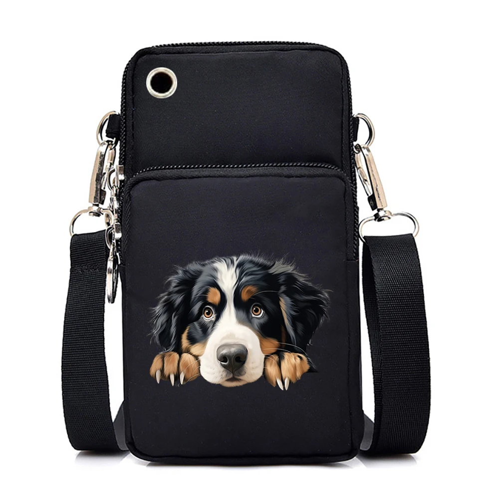 Simpatiche borse e borsette con stampa di cani 3D Mini borsa per cellulare femminile Borsa a tracolla piccola con cerniera per animali dei cartoni