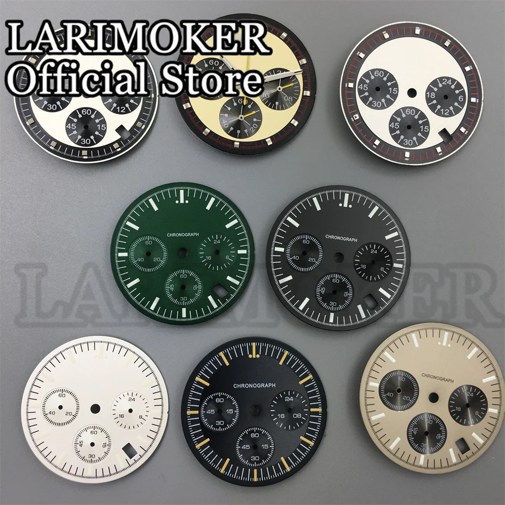 

LARIMOKER 31.5MM dial with 6-pin pointer green luminous modified watch accessories suitable forVK63 quartz Movement 40MM case