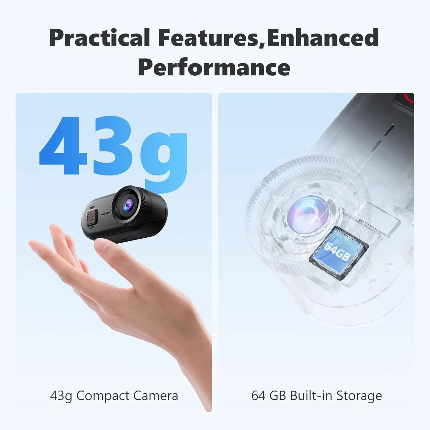 Compact 4K Action Camera with 10-Meter Waterproof Body, Built-in 64GB Storage, Wearable Thumb-Size Cam for Hands-Free POV Recording, Magnetic Mount Perfect for Running, Cycling, Swimming, and Hiking view 4