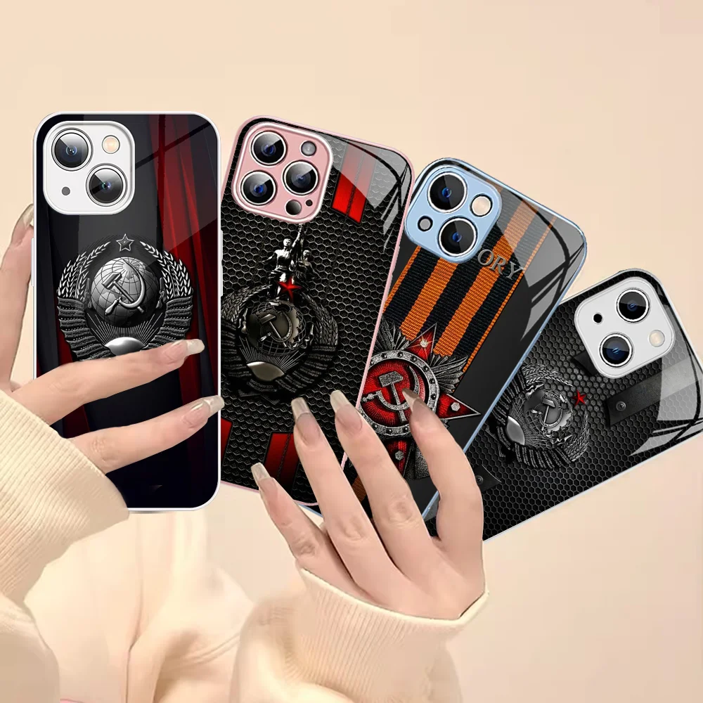 

Винтажный чехол СССР для телефона iPhone 15 13 12 Mini 11 Pro XS Max X XR 14 Plus, чехол из закаленного стекла