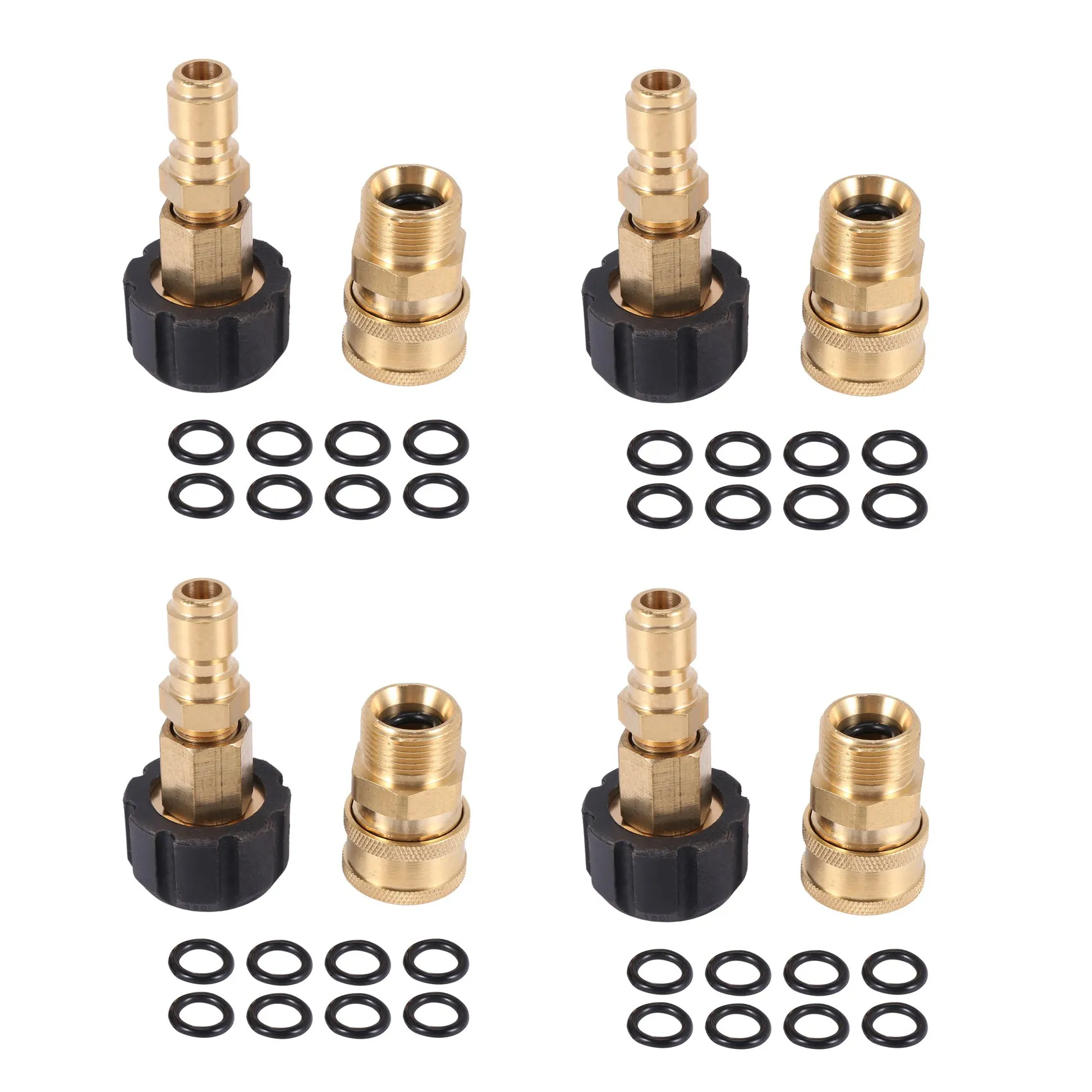 Y42A-4X Pressure Washer Adapter Set,Quick Connector,M22 14Mm Swivel-M22 Metric Fitting,M22-14 Swivel+3/8 Inch Plug,5000 PSI