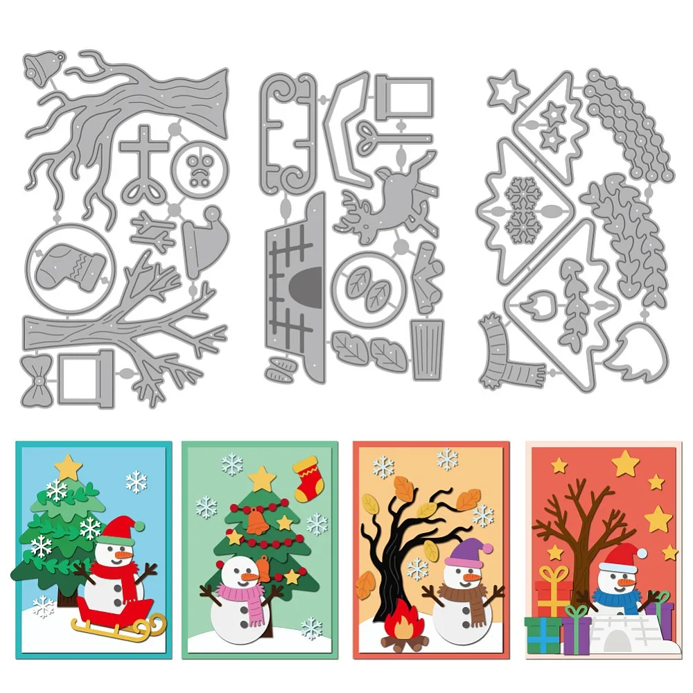 Weihnachts-Schneemann-Stanzformen, Weihnachtsbaum-Geschenk-Schneidformen, Schablonen, Rentier-Schlitten-Prägeschablone, Scrapbooking-Werkzeug