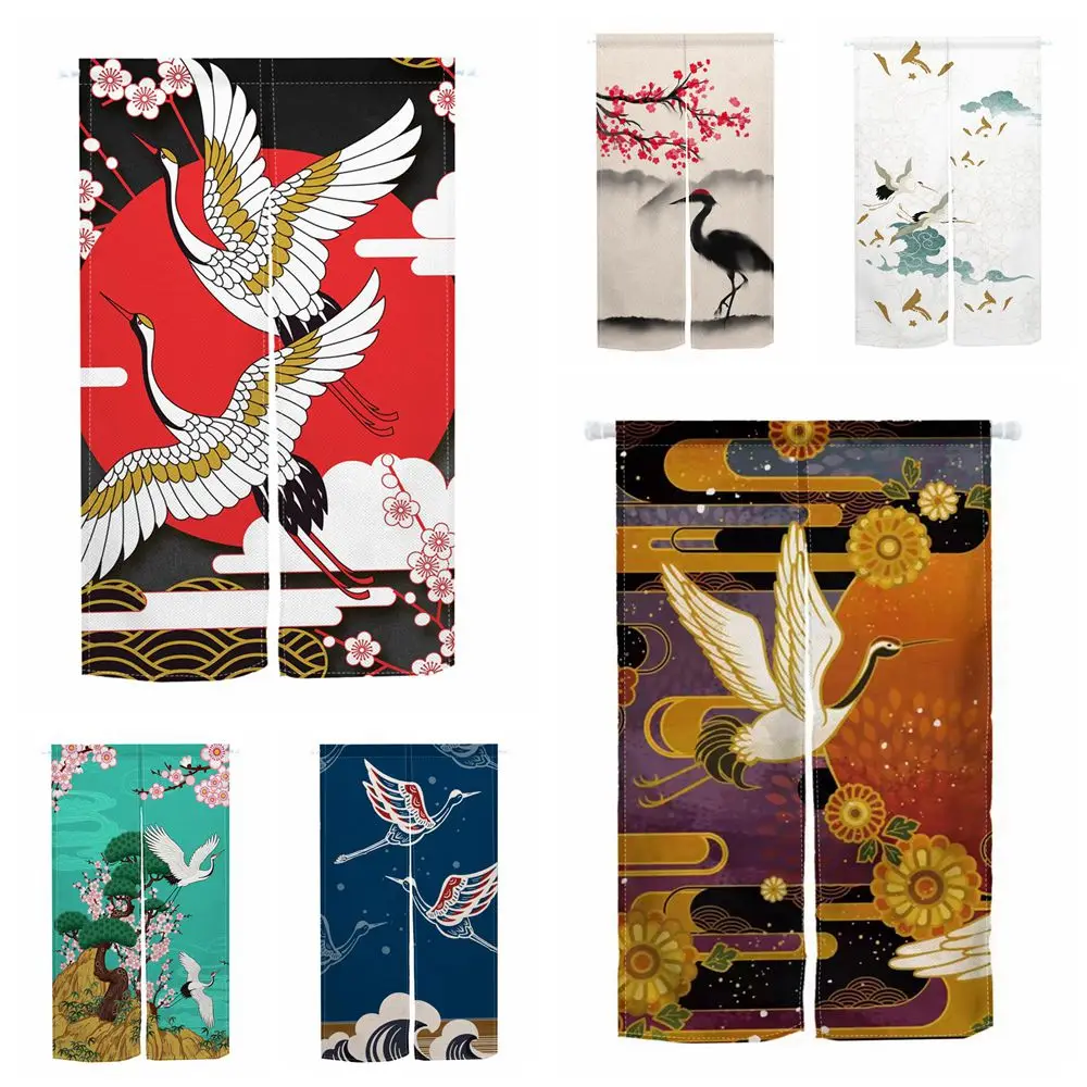 

Artistic Flying Crane Japanese Noren Doorway Curtain Chinese Traditional Painting Bedroom Kitchen Entrance Decor Door Curtain