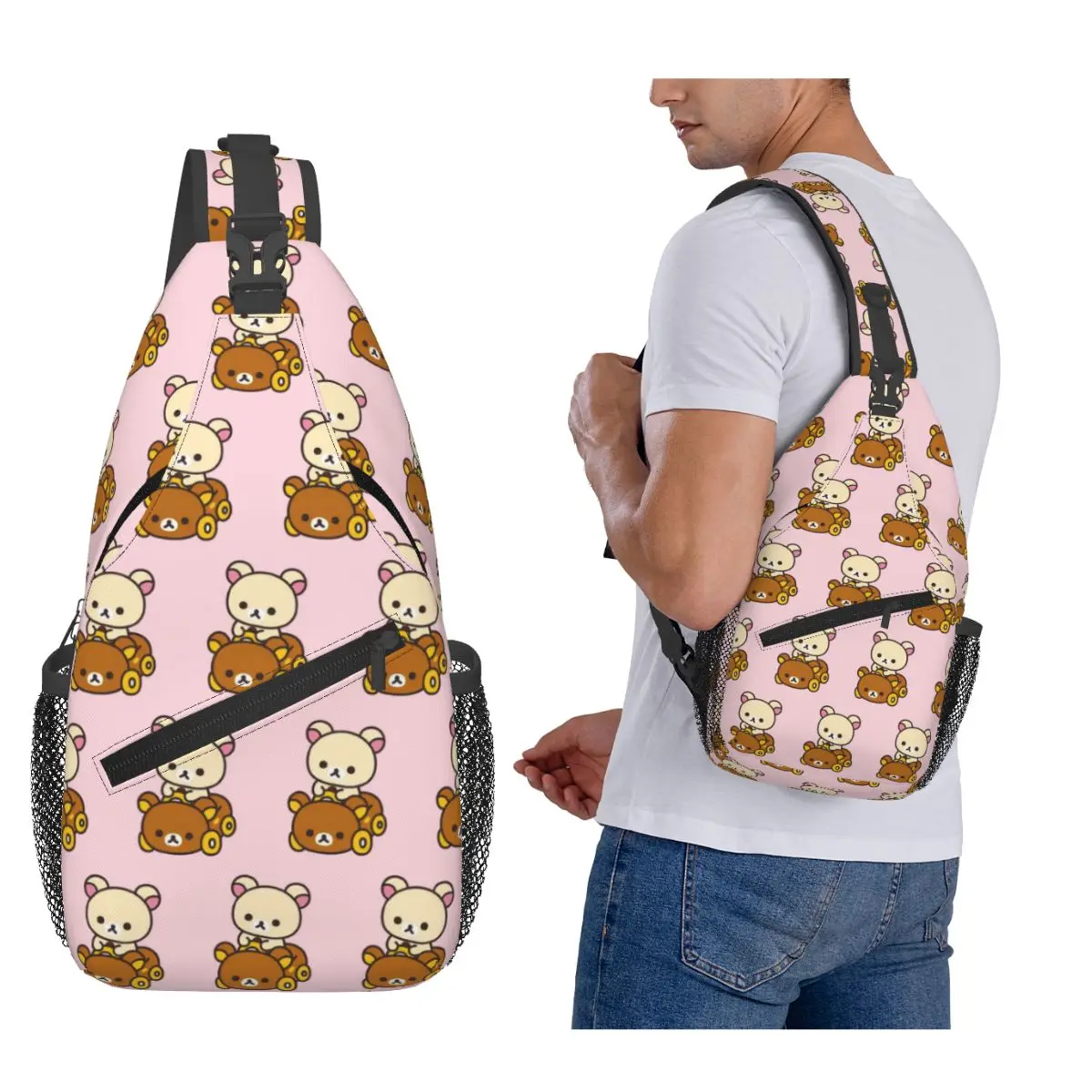 

Korilakkuma Driving A Rilakkuma Car Chest Bag Men Sling Crossbody Backpack Chest Bag Traveling Hiking Daypack Shoulder Bag