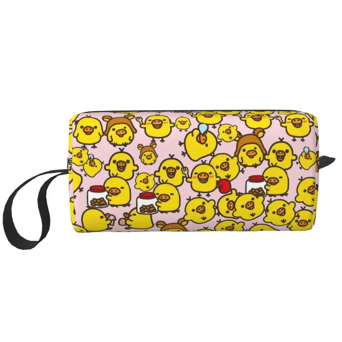 Cute Kiiroitori Pattern Makeup Bags Rilakkuma Toiletry Cosmetic Bag Trendy Travel Pouch for Purse Storage