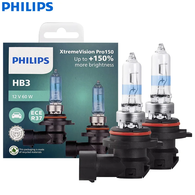 Philips X-tremeVision Pro150 HB3 9005 Car Halogen Headlight 12V 60W P20d +150% Bright White Original ECE Lamp More Light 9005XVP