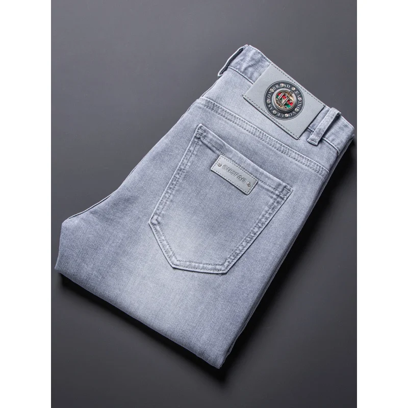 

Summer thin jeans men,, small feet, trendy and casual Korean style men's clothing, 2025 new elastic cropped pants
