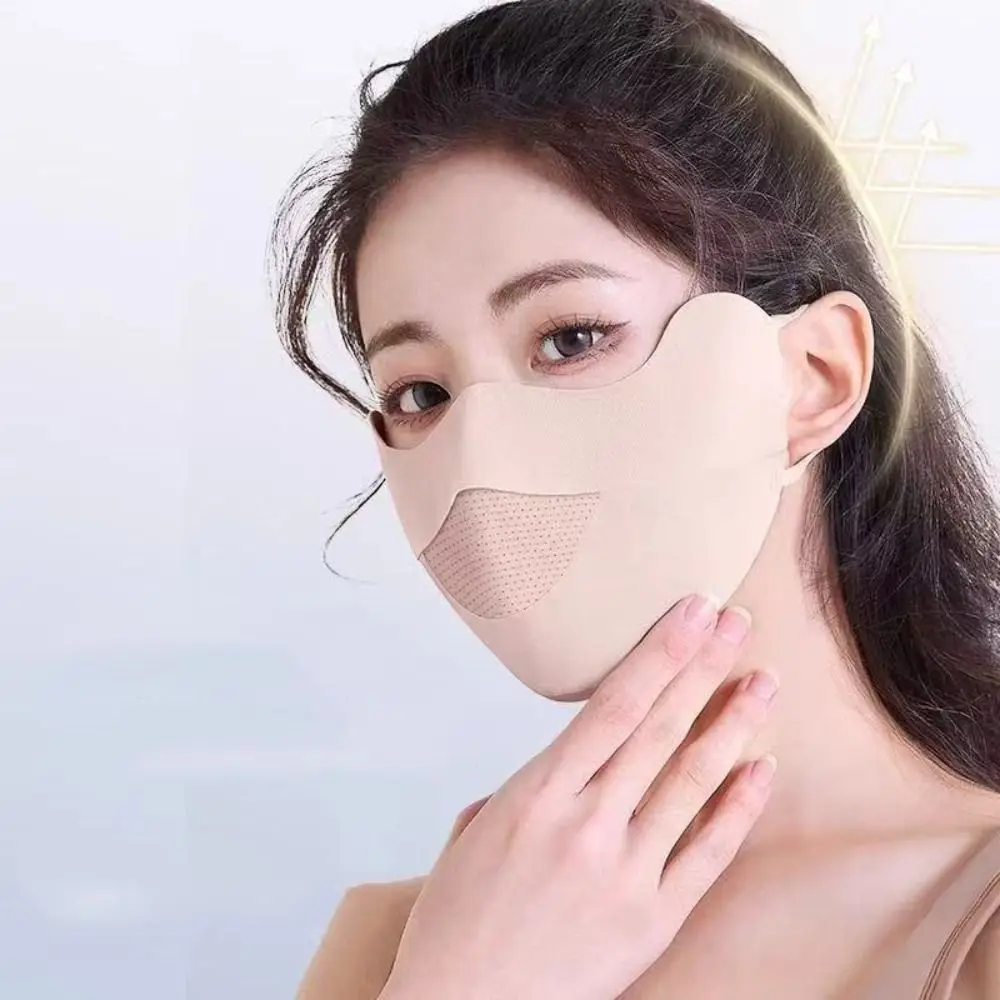 

Elastic Sun Protection UV Face Mask Solid Color Breathable Ice Silk Sunscreen Mask Quick Drying Dustproof Thin Face Veil Outdoor