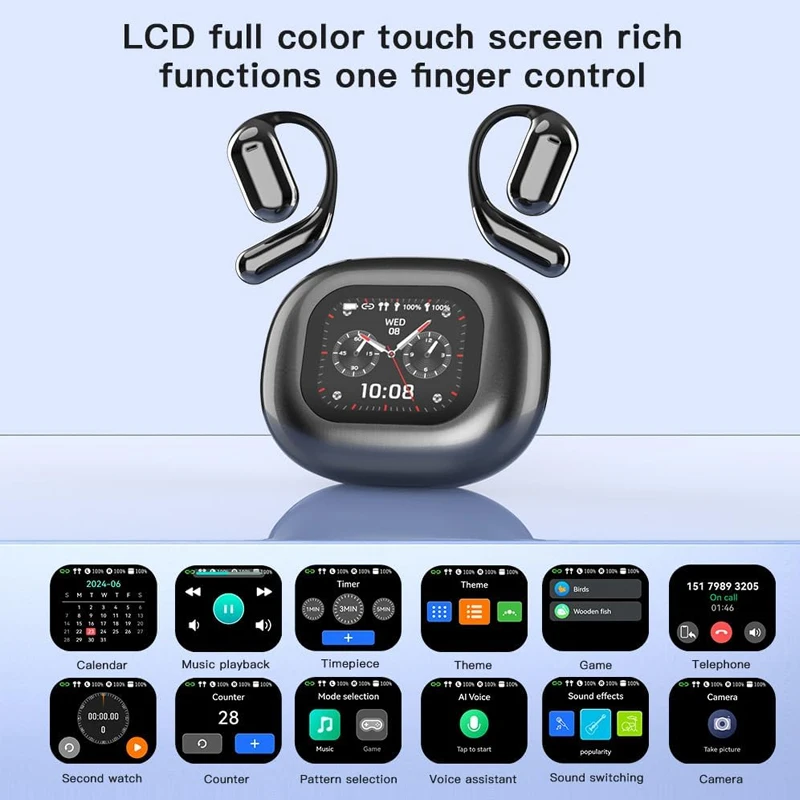 

Наушники-переводчики UYUXIO OWS с функцией перевода в реальном времени на 144 языка, с сенсорным ЖК-экраном и ИИ-переводом