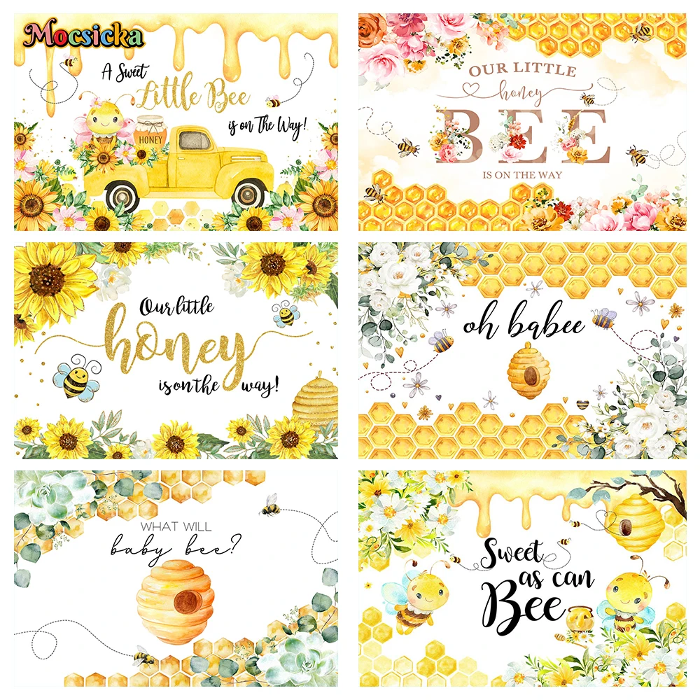 

Mocsicka Baby Shower Photography Background Bee Cute Kids Holiday Birthday People Portrait Customized Photo Backdrops Studio