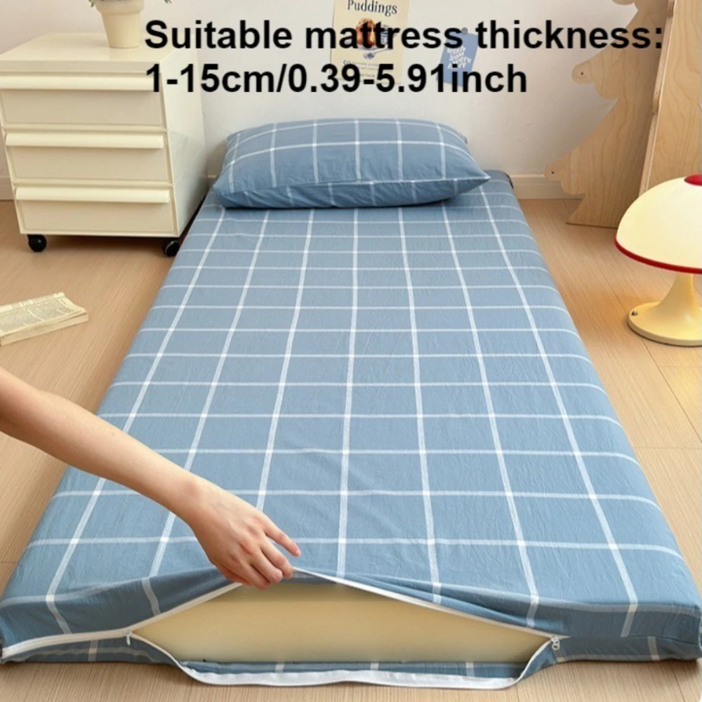 360° Full Coverage Mattress Cover 90/120/150/180cm Pure Cotton Protector with Zipper Closure Detachable Bed Mattress Topper Case