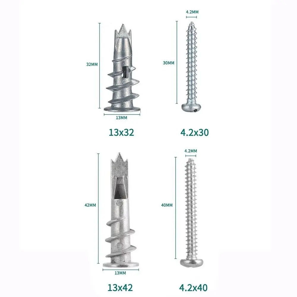 New Zinc Alloy Expansion Tube Nails Self Tapping Serrated Plasterboard Screws Fasteners Bolt