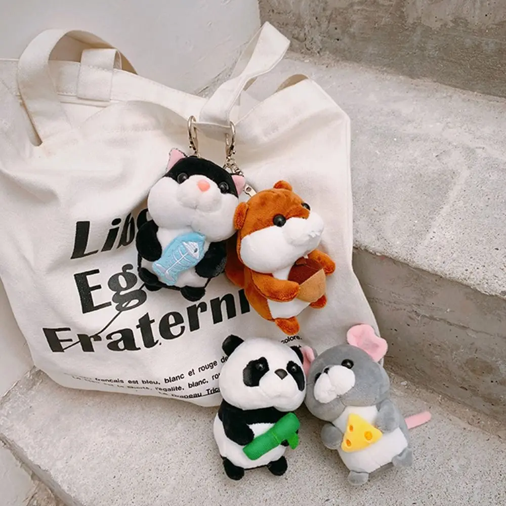 Mouse Cat Stuffed Toy Pendant Panda Korean Style  Key Holder Women Key Chain Car Key Ring Ornaments Doll Plush Key Buckle