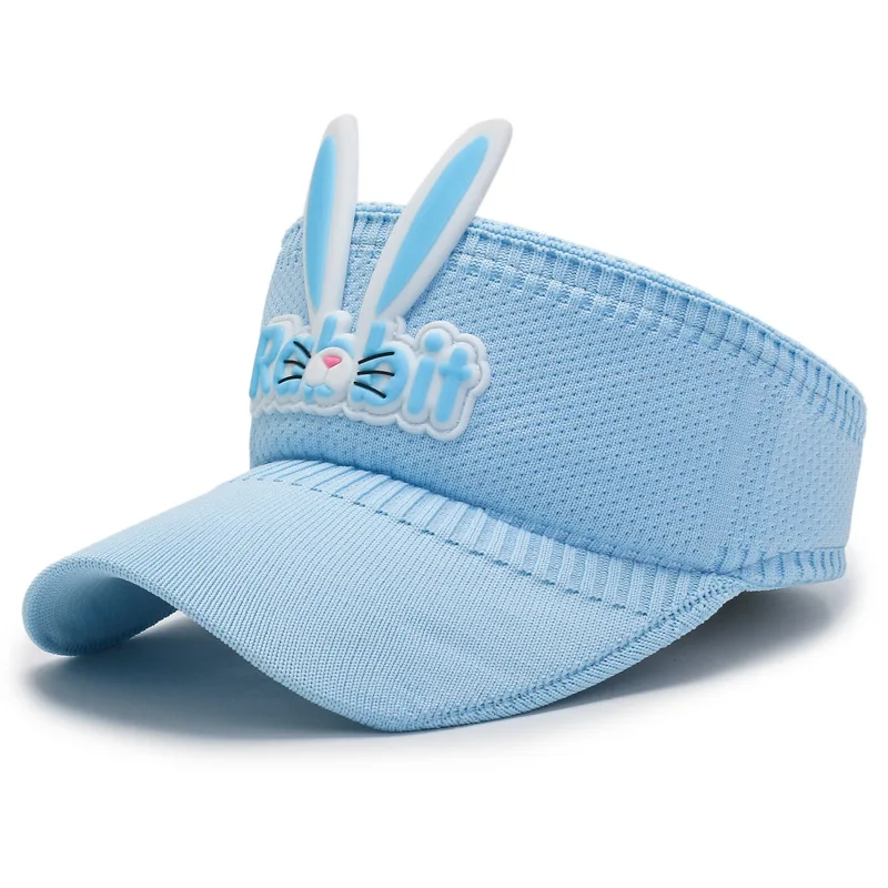 New Kids Sun Hats Children Summer Visors Cute Rabbit Ears Baby Hat Knitted Breathable Caps for Kids Boys Girls 3-12years Old