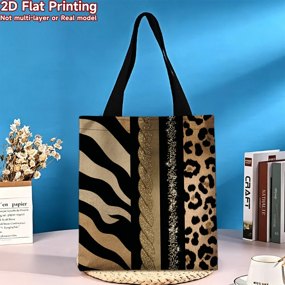 Women Zebra Leopard Print Tote Bag Patchwork Multicolor Animal Handbag Light Luxury Suitable for Vintage Markets Shopping Bags