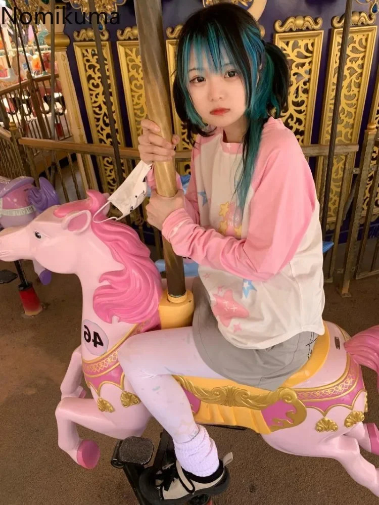 Oversized Tshirts Streetwear Japanese Cartoon Print Tees 2023 Women Clothing Y2k Tops Casual Fashion T-shirt Clothess for Teens